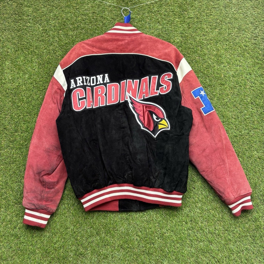 Vintage Arizona Cardinals Jacket Mens Medium Suede Leather Embroider NFL Sports